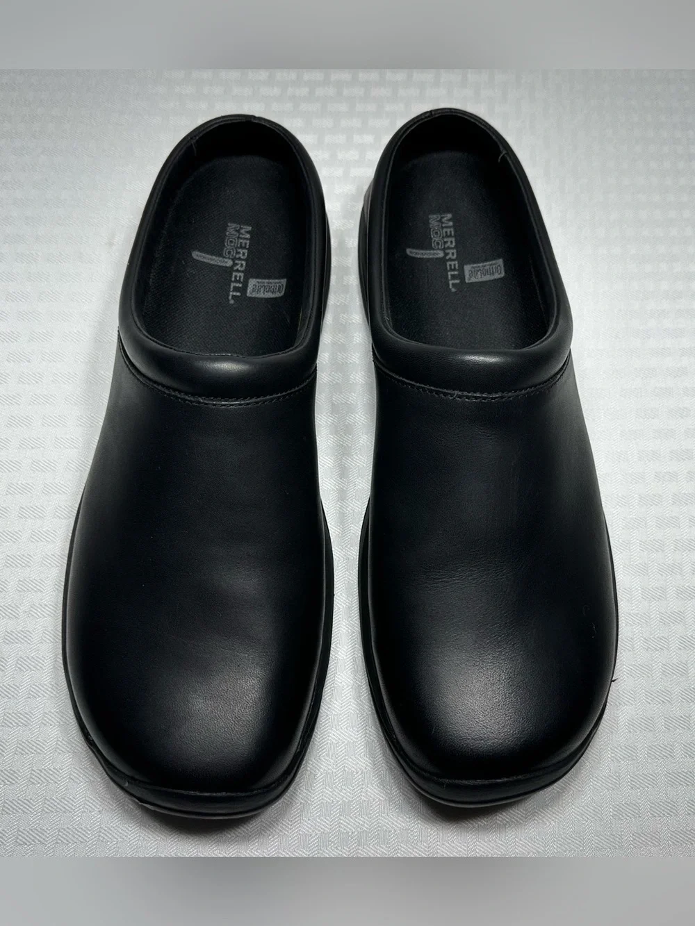 Merrell Encore Gust Clogs Black Leather J66171 Men's 13 Comfort Shoe Slip On EXC - Picture 2 of 10
